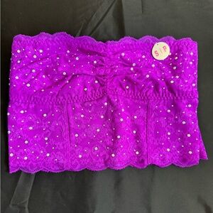 Victoria’s Secret PINK strapless lace and rhinestone purple bralette Small NEW